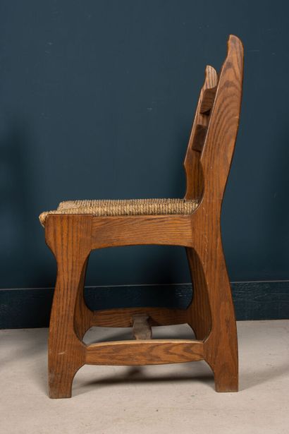 Ensemble de quatre chaises en chêne assise...