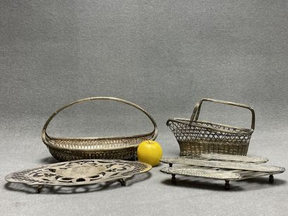 Corbeille en métal tressée, Porte bouteille...