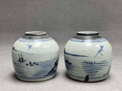 Deux pots à gingembre en porcelaine de Chine....