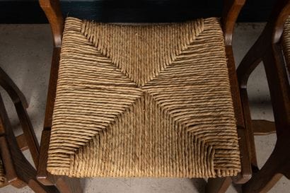 Ensemble de quatre chaises en chêne assise...