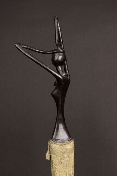 Deux sculptures en bronze - couple africain...