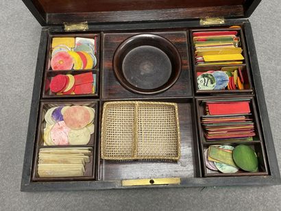 Coffret à jeu en bois noirci Napoléon III...