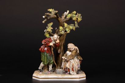 Groupe en porcelaine représentant un couple...