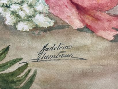 Madeleine DAMBRUN (XIX-XX)
Les Pavots rouges.
Aquarelle...