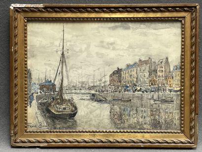 FRANK-BOGGS (1855-1926).
Honfleur. 
Aquarelle...