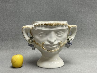 Cache pot en céramique italienne à têtes...