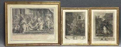 Ensemble de trois gravures d'après le XVIII°
Vers...