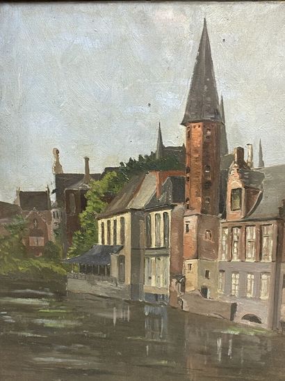 Georges DUVAL (1847-1919). 
Vue de Bruges....