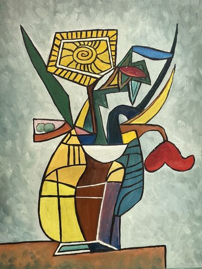 A. FACE Paris, 
Bouquet de fleurs cubiste....