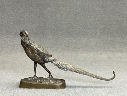 Faisan. 
Sculpture en bronze patiné. 
H....