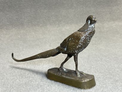 Faisan. 
Sculpture en bronze patiné. 
H....