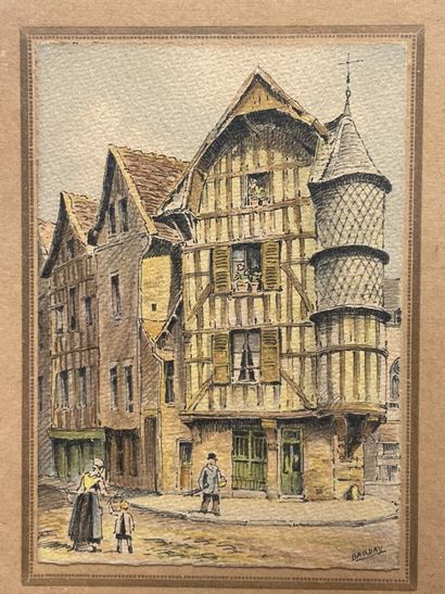BARDAY (XXe). 
Six petites aquarelles sous...