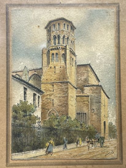 BARDAY (XXe). 
Six petites aquarelles sous...