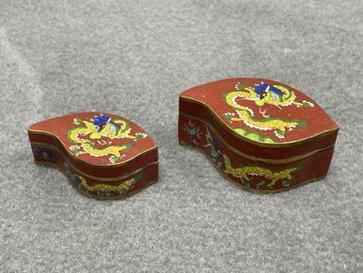 Deux piluliers en émaux cloisonnés chino...