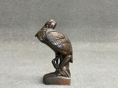 Statuette en régule patiné: Cigogne.
H: 12.5...