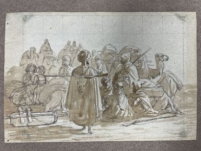 Pochette à dessins avec quatre lithographies...