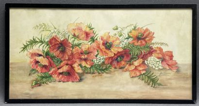 Madeleine DAMBRUN (XIX-XX)
Les Pavots rouges.
Aquarelle...