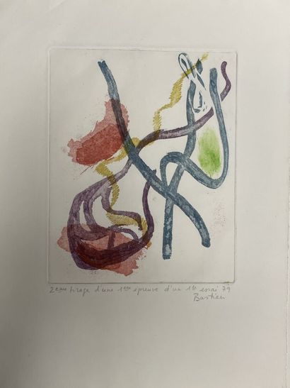 Pochette à dessins avec quatre lithographies...