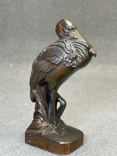 Statuette en régule patiné: Cigogne.
H: 12.5...
