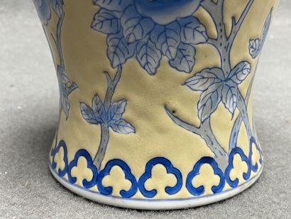 Vase en porcelaine asiatique à décor de fleurs...