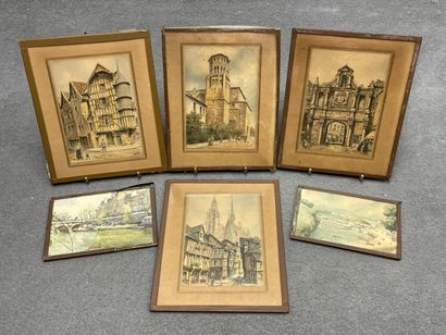 BARDAY (XXe). 
Six petites aquarelles sous...