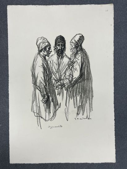 Pochette à dessins avec quatre lithographies...