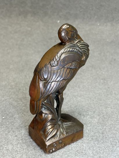 Statuette en régule patiné: Cigogne.
H: 12.5...
