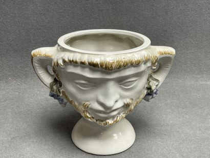Cache pot en céramique italienne à têtes...