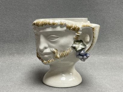 Cache pot en céramique italienne à têtes...