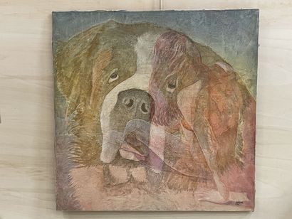 Luc GRUN (1936-2017)
La Liesel au Saint Bernard.
huile...