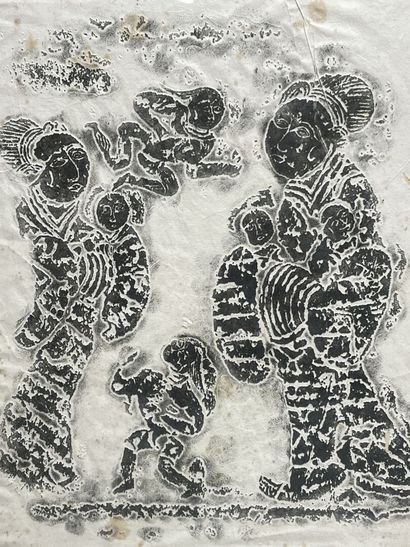 Mères et enfants. 
Lithographie sur papier...