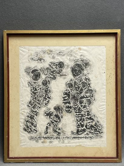 Mères et enfants. 
Lithographie sur papier...