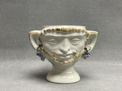 Cache pot en céramique italienne à têtes...