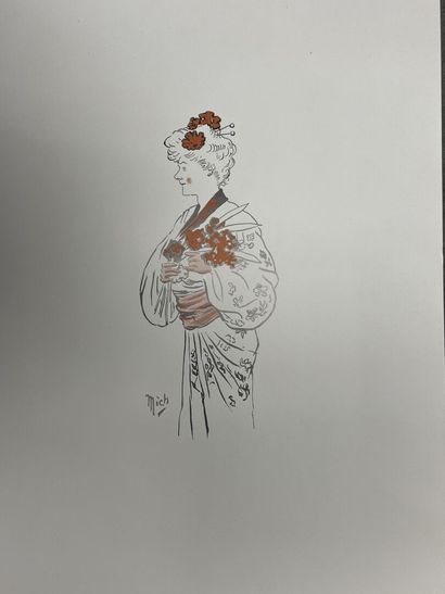 Pochette à dessins avec quatre lithographies...