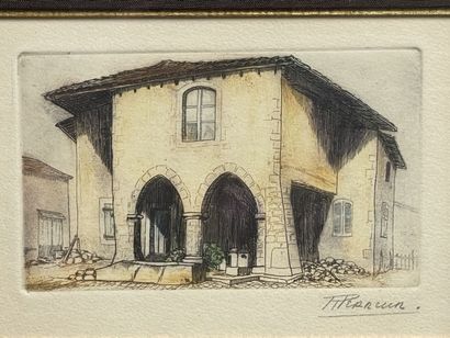 Trois gravures:
St Malo. 12 x 8 cm. 
Rivière...