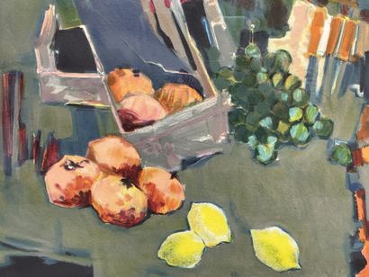 Claude FAUCHERE (1936-2019) 
Le marché
Lithographie...