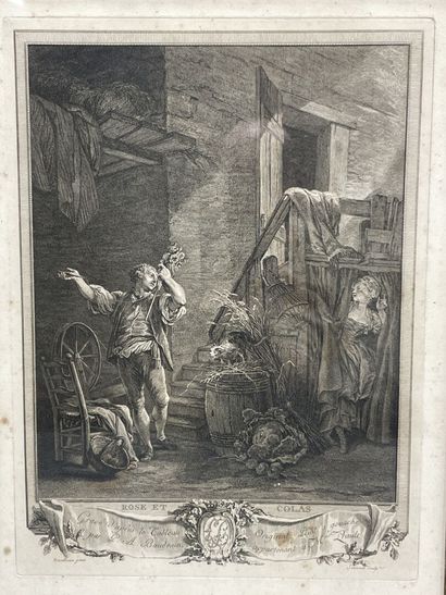 Ensemble de trois gravures d'après le XVIII°
Vers...