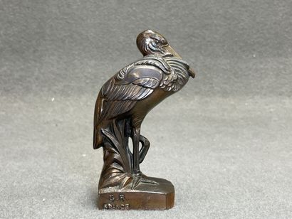 Statuette en régule patiné: Cigogne.
H: 12.5...