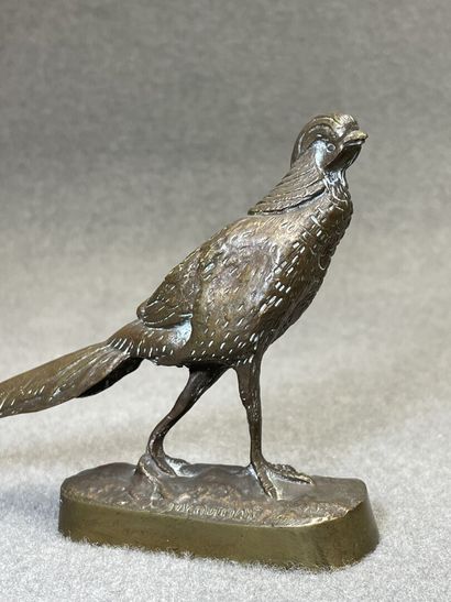 Faisan. 
Sculpture en bronze patiné. 
H....