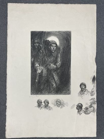 Pochette à dessins avec quatre lithographies...