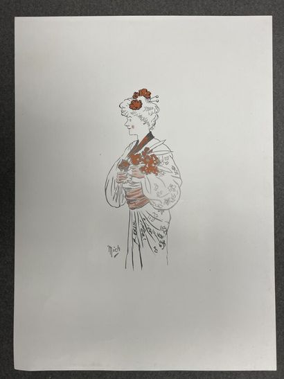 Pochette à dessins avec quatre lithographies...
