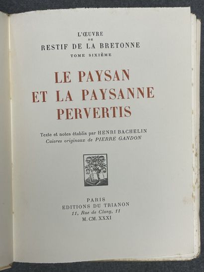 RESTIF DE LA BRETONNE, Nicolas Edme. - L'OEuvre...