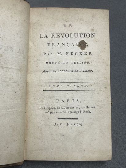 NECKER (Jacques). 
De la Révolution française....