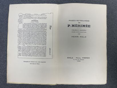 MÉRIMÉE, Prosper. - Pages retrouvées de P....