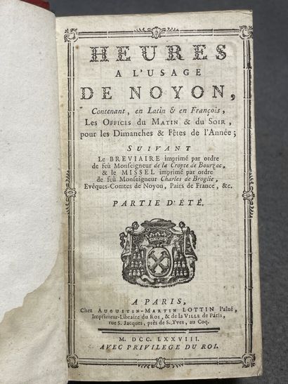Heures a l'usage de NOYON 
Chez Augustin-Martin...