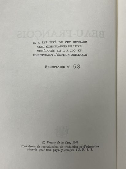 GENEVOIX 
Beau François. 
Presses de la cité,...