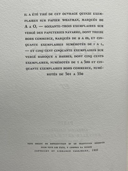 SAINT-JOHN-PERSE: ELOGES
Edition NRF 1925.
In-4...