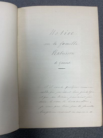Manuscrit relié:
Généalogie de la famille...