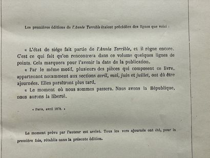 HUGO, Victor. - L'Année terrible.- Paris,...