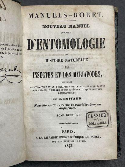 INSECTES - Pierre BOITARD . 
Manuel d'Entomologie....